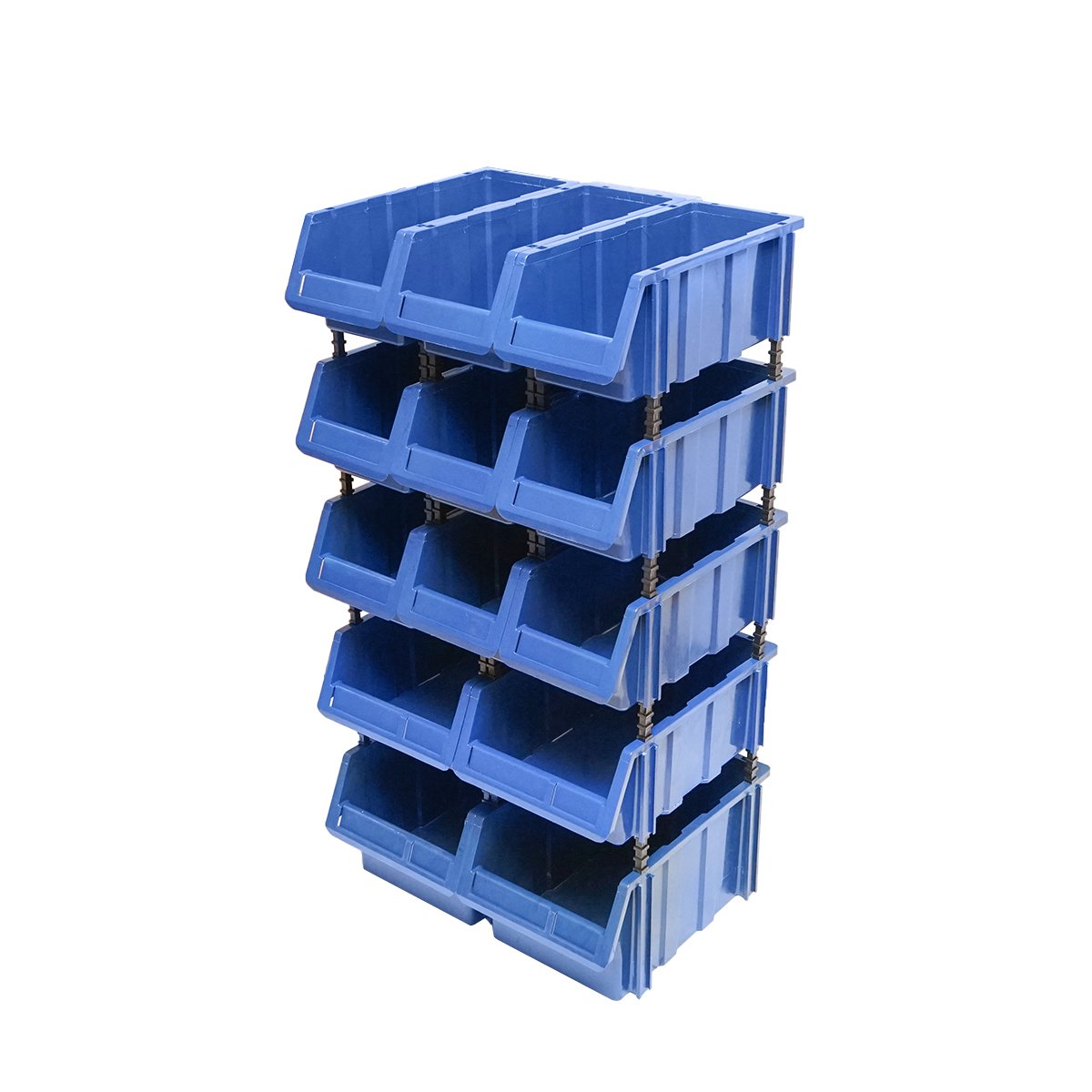 Stand cu 13 cutii pentru depozitare / organizare, cutie din plastic albastra, 510x400x1000mm
